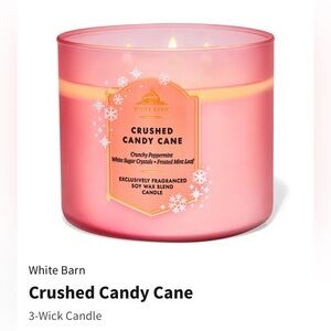 NIB White Barn “Crushed Candy Cane” Scented 3-Wick Candle w Decorative Metal Lid